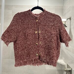 J. Crew Marled Red Short Sleeve Lady Jacket